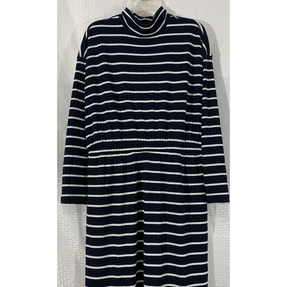 Old Navy Knit Lightweight Dress Navy White Womens M Long Sleeve Mock Neck - Picture 4 of 7